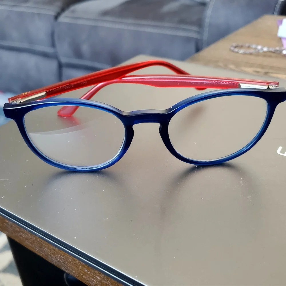 Unisex Blue Red Reading Glasses +1.25